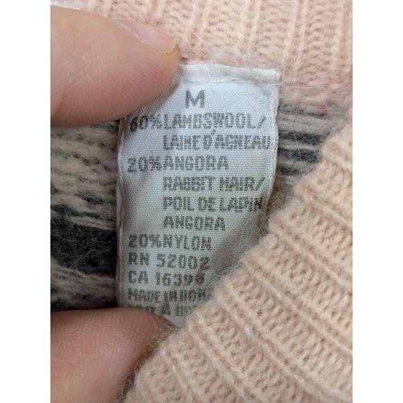 Vintage Liz Claiborne Fair Isle Sweater Womens Medium Crew Neck Wool Angora - Picture 5 of 11